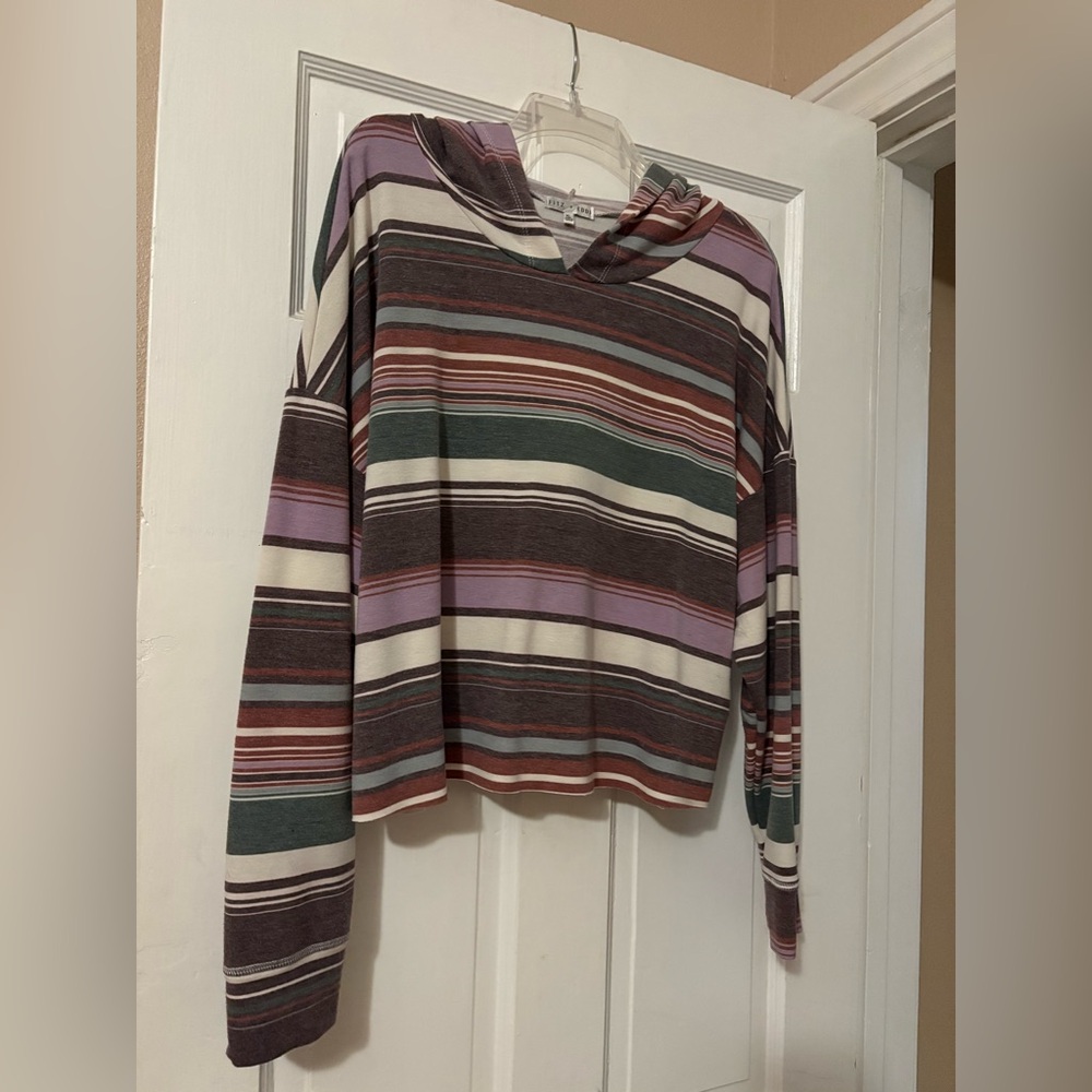 Striped Multicolor Women's Cropped Hoodie